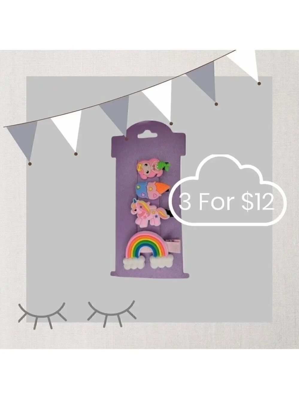3 for $12 4pc Children Hairclips